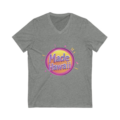 Made in Hawaii Retro V-Neck T-Shirt | Local Pride Neon Circle Design