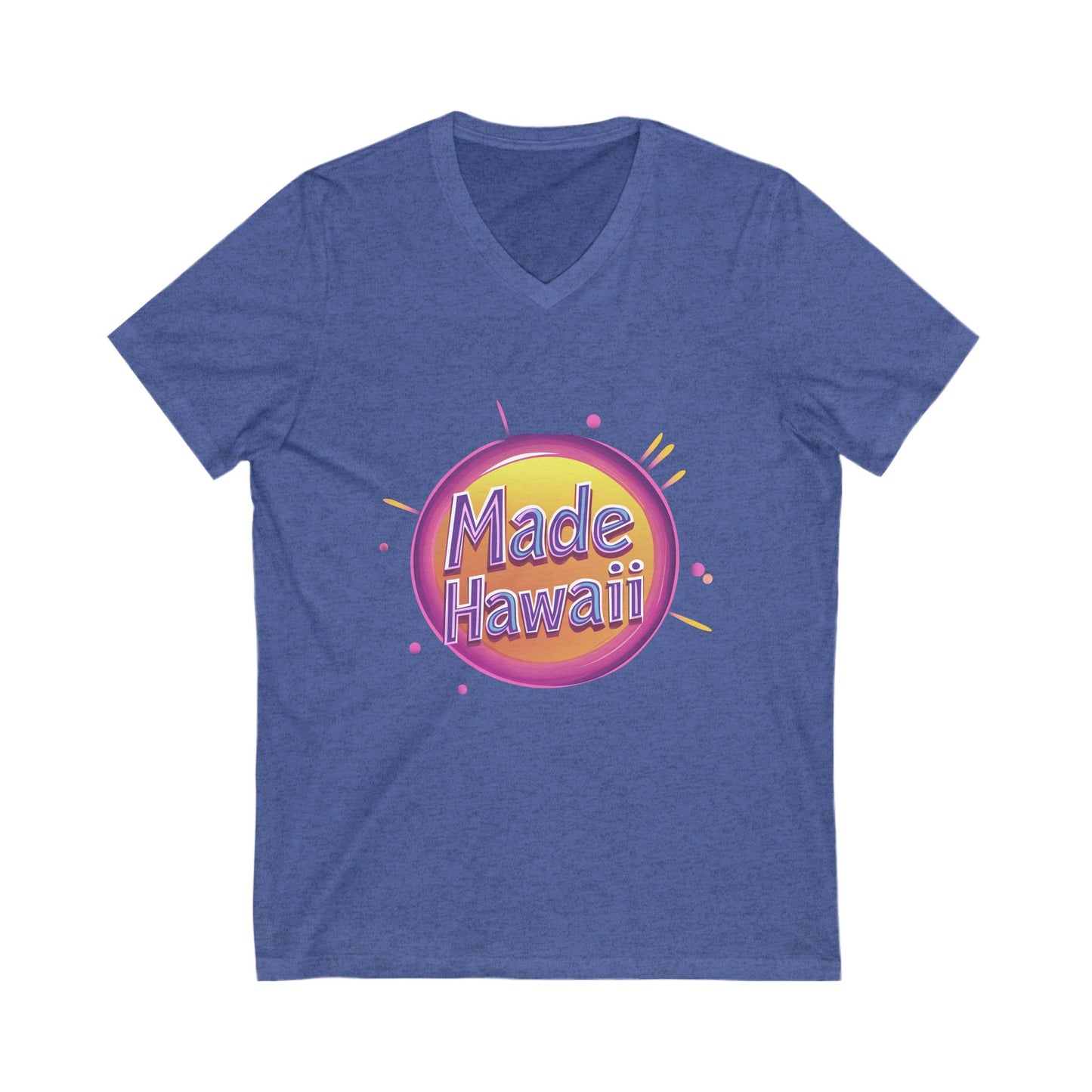 Made in Hawaii Retro V-Neck T-Shirt | Local Pride Neon Circle Design