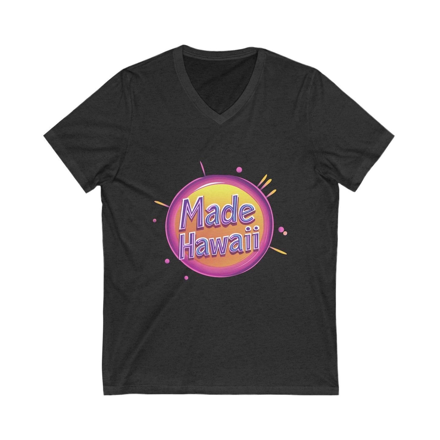 Made in Hawaii Retro V-Neck T-Shirt | Local Pride Neon Circle Design
