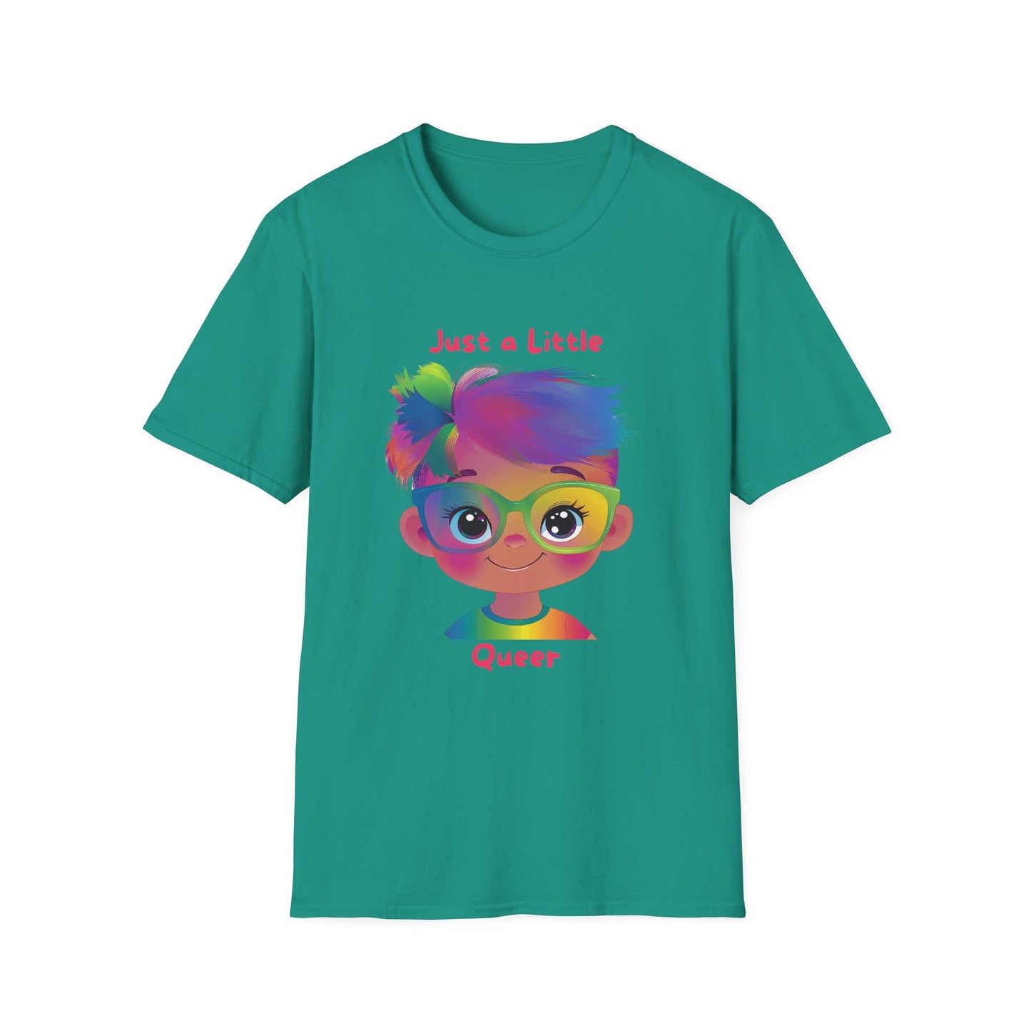 Just a Little Queer Rainbow Pride T-Shirt | Cute Character Unisex Tee
