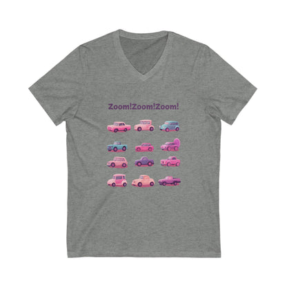 Retro Cars V-Neck T-Shirt | Cute Vintage Vehicle Grid | Kawaii Auto Unisex Tee