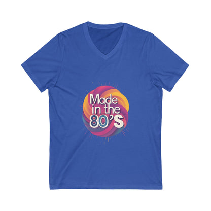 Made in the 80's Retro V-Neck T-Shirt | Vintage Neon Circle Design