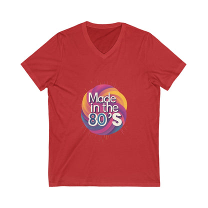Made in the 80's Retro V-Neck T-Shirt | Vintage Neon Circle Design