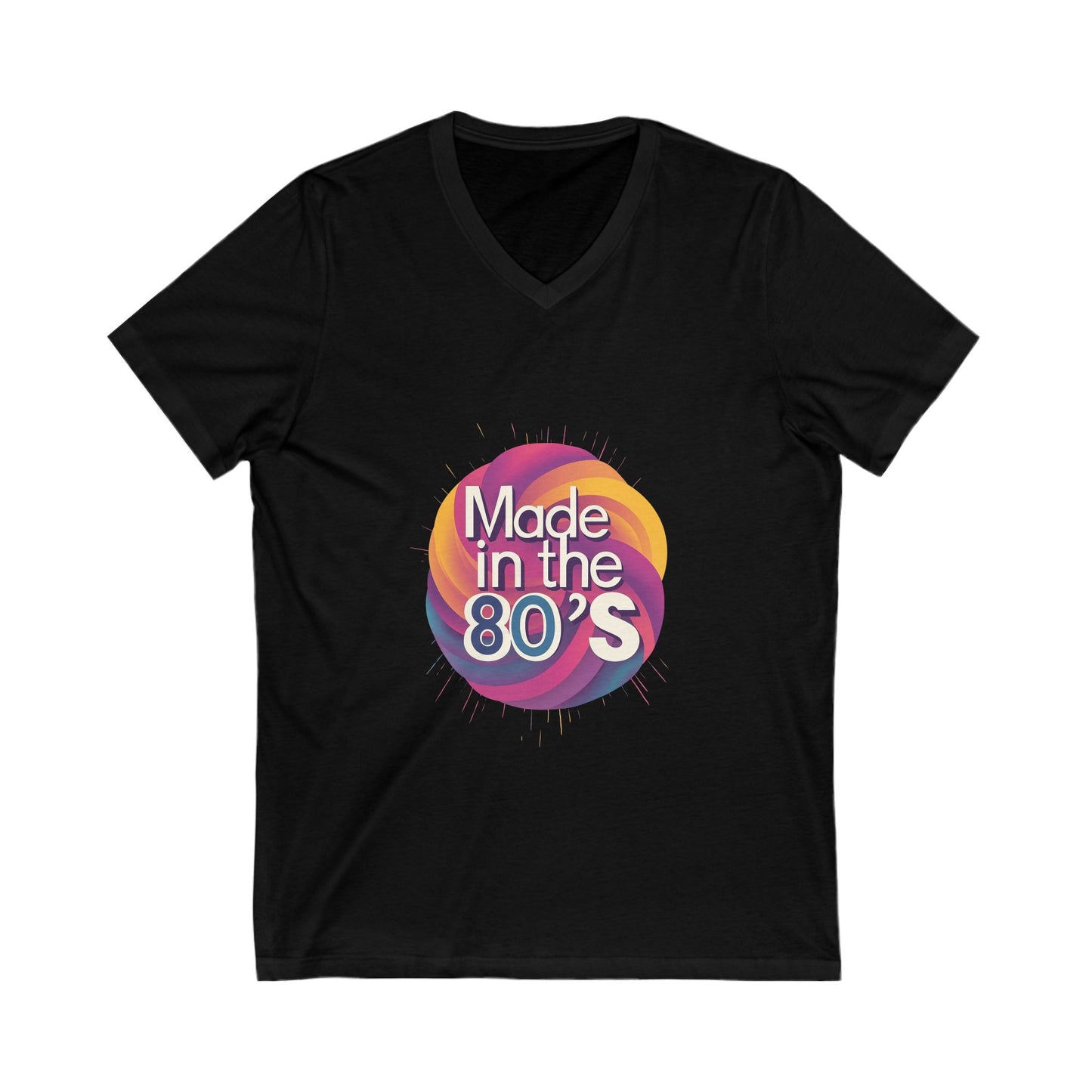 Made in the 80's Retro V-Neck T-Shirt | Vintage Neon Circle Design