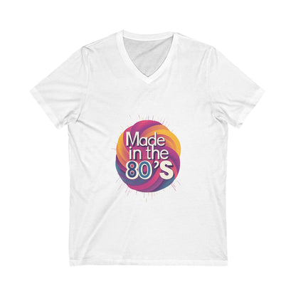 Made in the 80's Retro V-Neck T-Shirt | Vintage Neon Circle Design