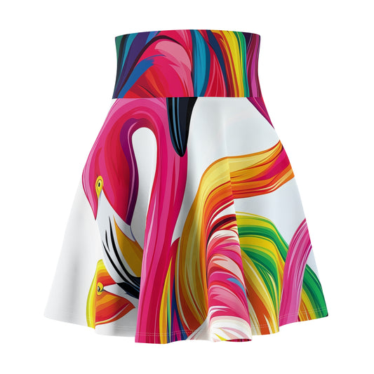 Rainbow Waves Skater Skirt | Vibrant Pride Fashion | Artistic Flamingo Design
