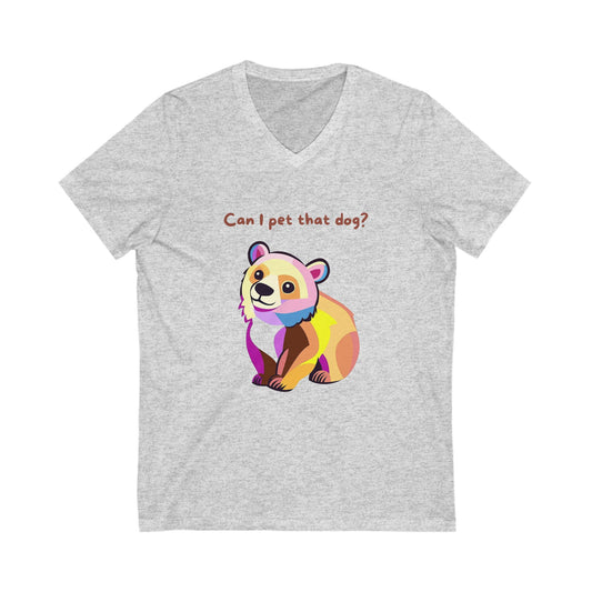Rainbow Pride Bear Dog V-Neck Tee | Kawaii Pet Lover Gift