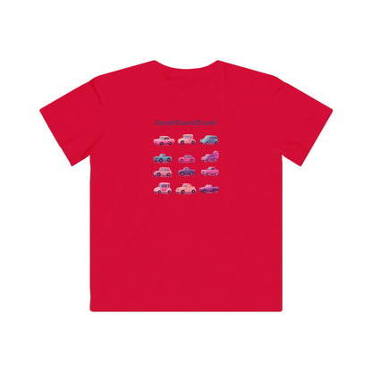 Zoom! Zoom! Kids Car T-Shirt | Kawaii Vehicle Grid Design | Cute Unisex Children's Tee