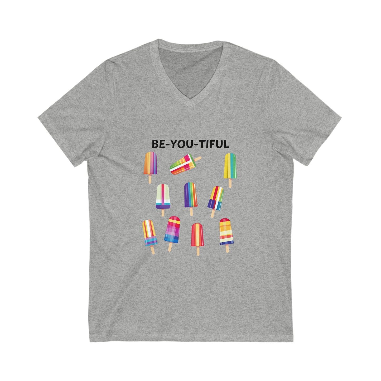 Be-You-Tiful Rainbow Popsicle V-Neck | LGBTQ Pride T-Shirt | Kawaii Summer Tee