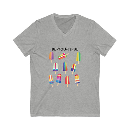 Be-You-Tiful Rainbow Popsicle V-Neck | LGBTQ Pride T-Shirt | Kawaii Summer Tee