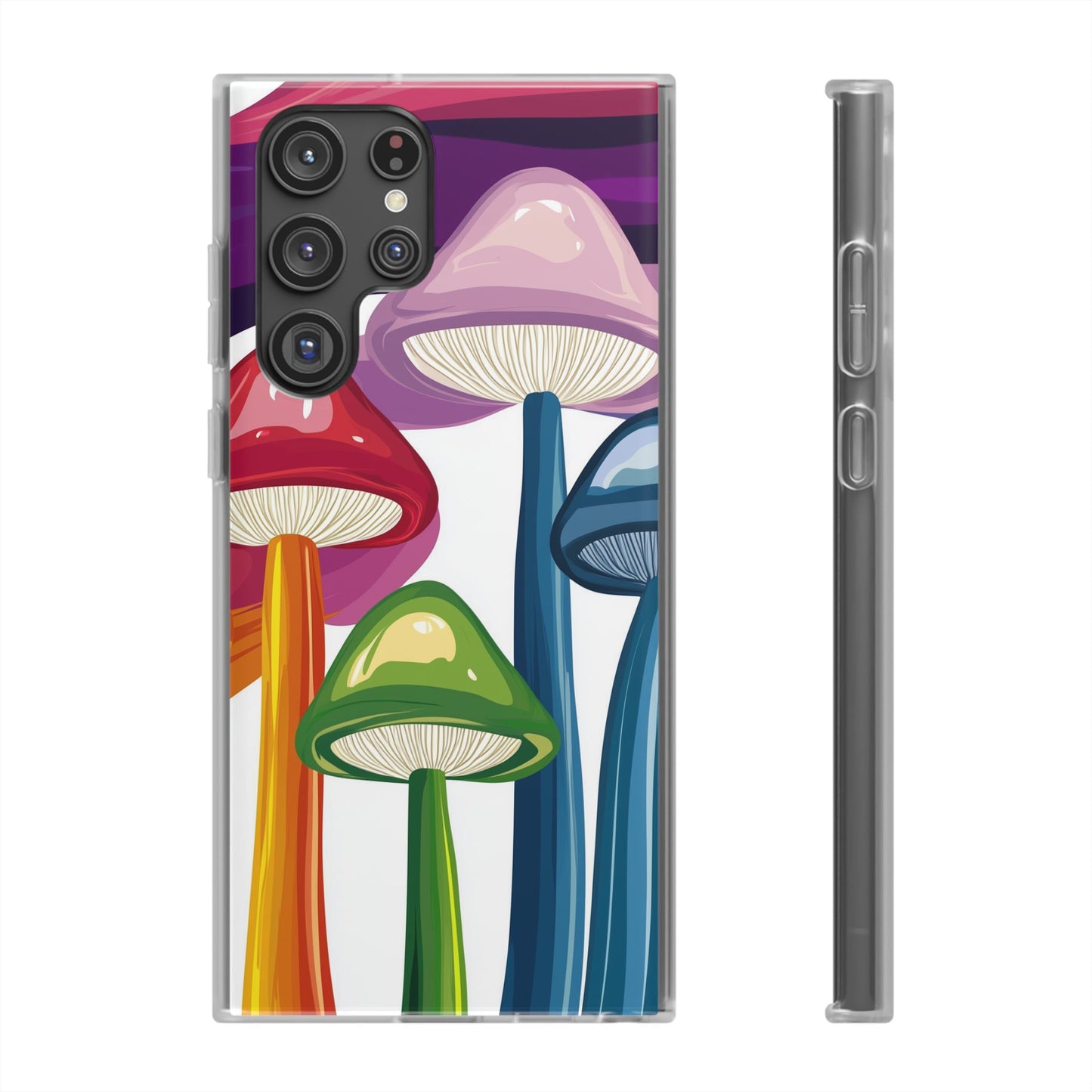 Rainbow Mushroom Flexi Phone Case | Psychedelic Art Clear TPU Cover