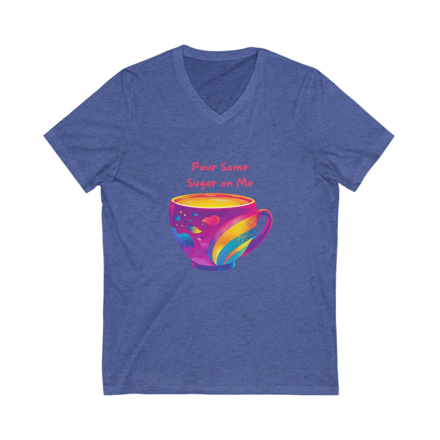 Rainbow Coffee Cup V-Neck T-Shirt | LGBTQ+ Pride Kawaii Design | Unisex Coffee Lover Tee