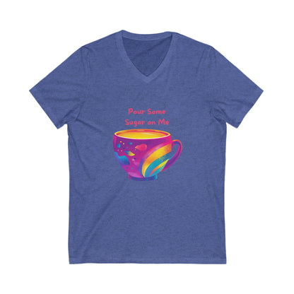 Rainbow Coffee Cup V-Neck T-Shirt | LGBTQ+ Pride Kawaii Design | Unisex Coffee Lover Tee