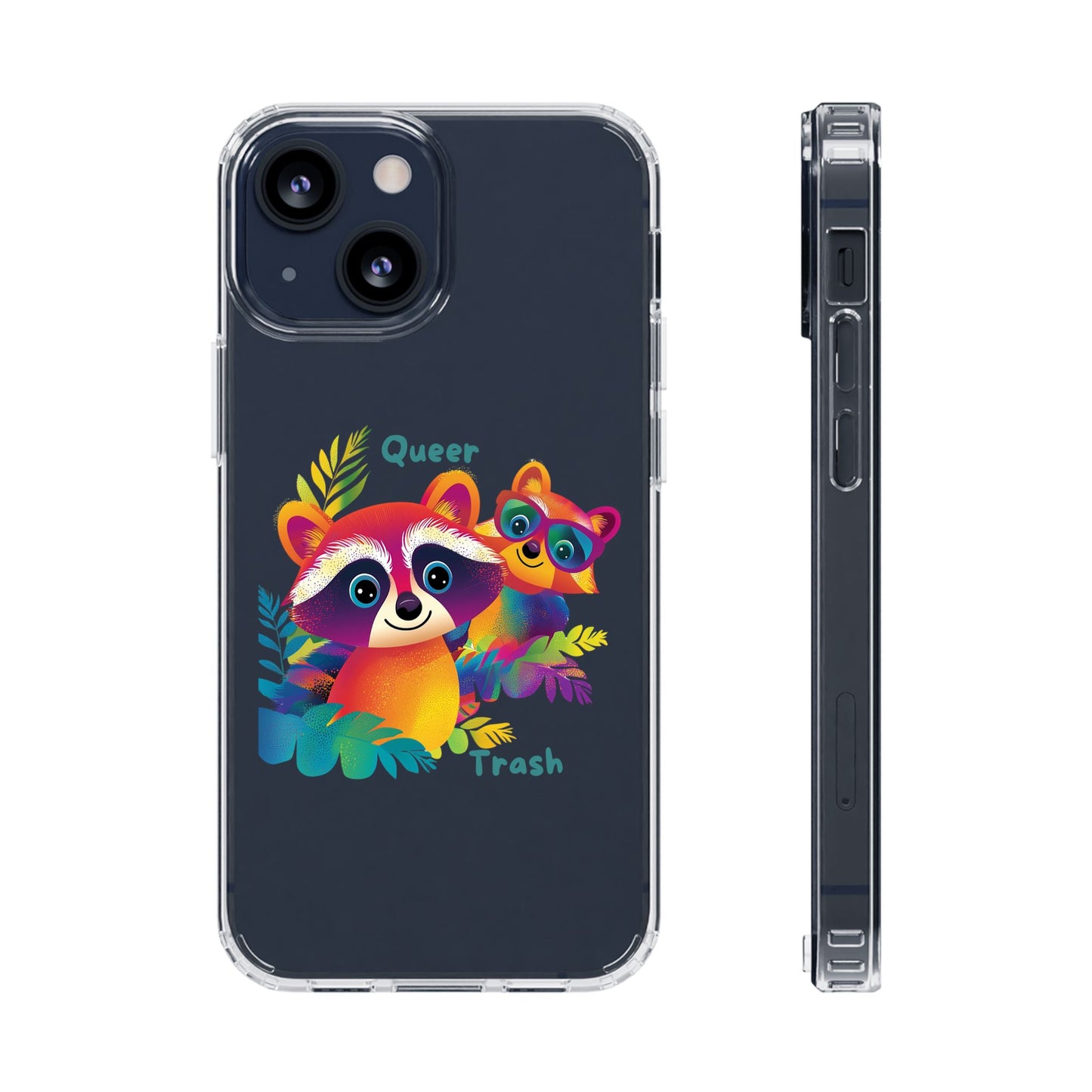 Rainbow Raccoon Queer Trash Clear Phone Case | LGBTQ+ Pride Gift