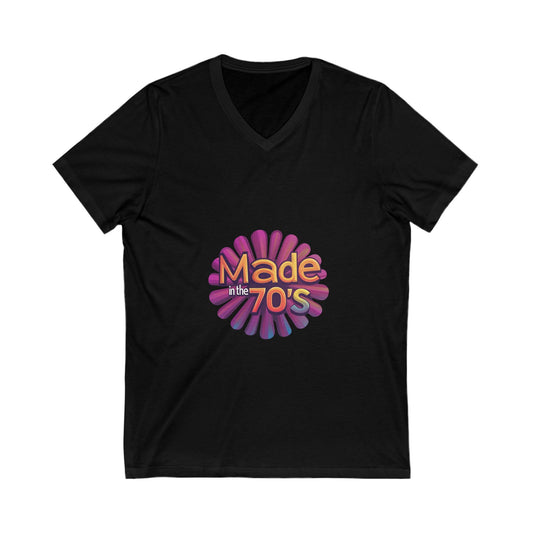 Made in the 70's Retro V-Neck T-Shirt | Vintage Sunburst Design | Retro Birthday Gift