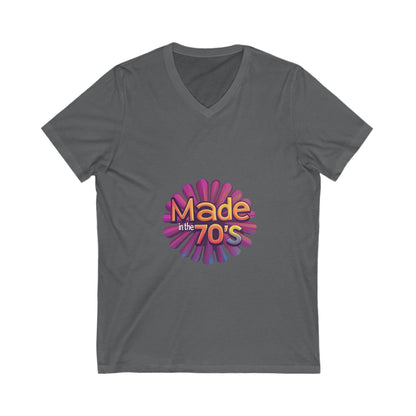 Made in the 70's Retro V-Neck T-Shirt | Vintage Sunburst Design | Retro Birthday Gift