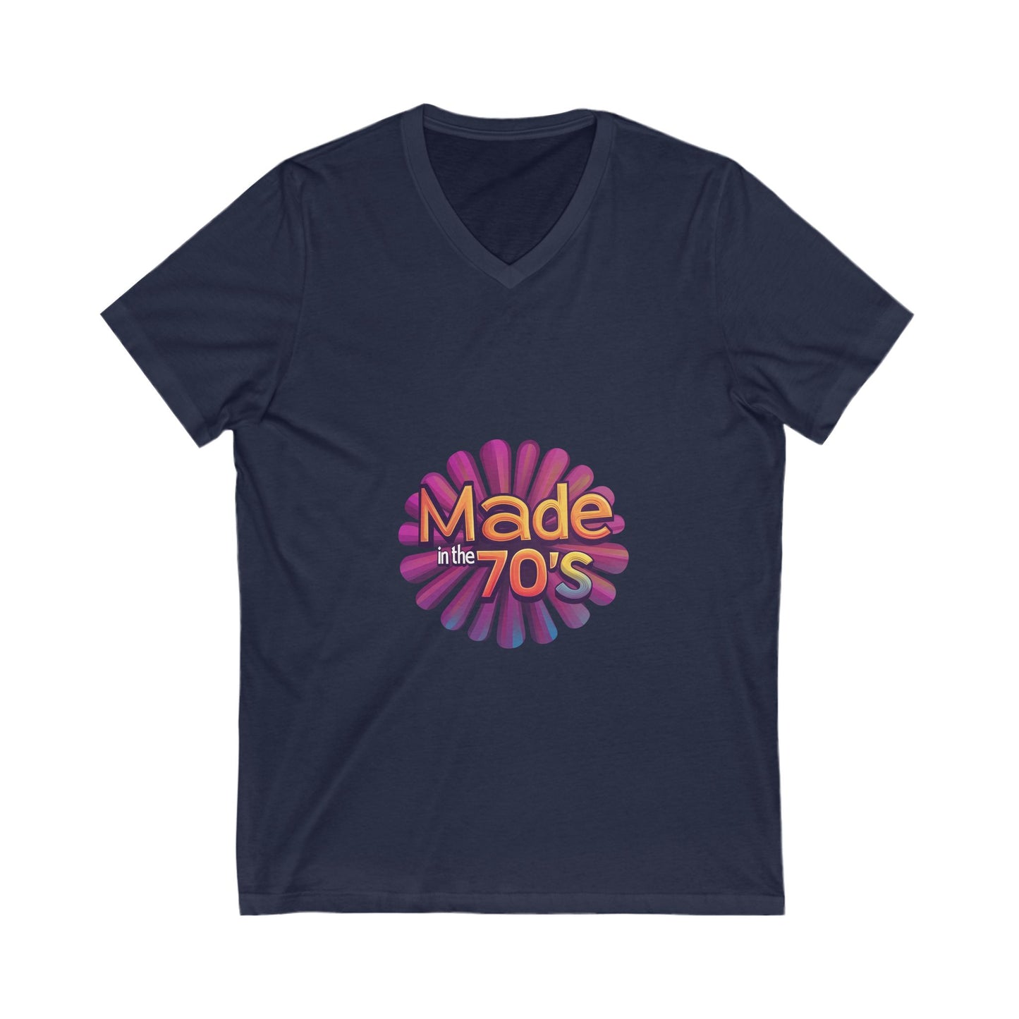 Made in the 70's Retro V-Neck T-Shirt | Vintage Sunburst Design | Retro Birthday Gift