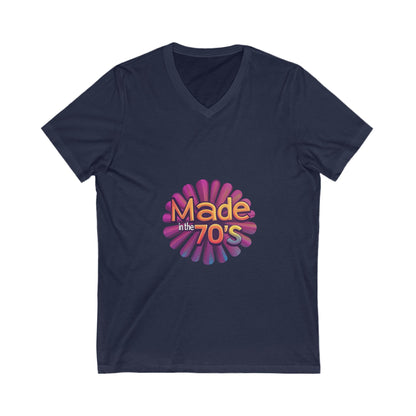 Made in the 70's Retro V-Neck T-Shirt | Vintage Sunburst Design | Retro Birthday Gift