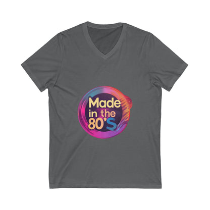 Made in the 80s Retro V-Neck | Neon Birthday Celebration Tee