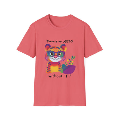 Cute Trans Tiger LGBTQ Pride T-Shirt | Rainbow Kawaii Tiger Unisex Tee