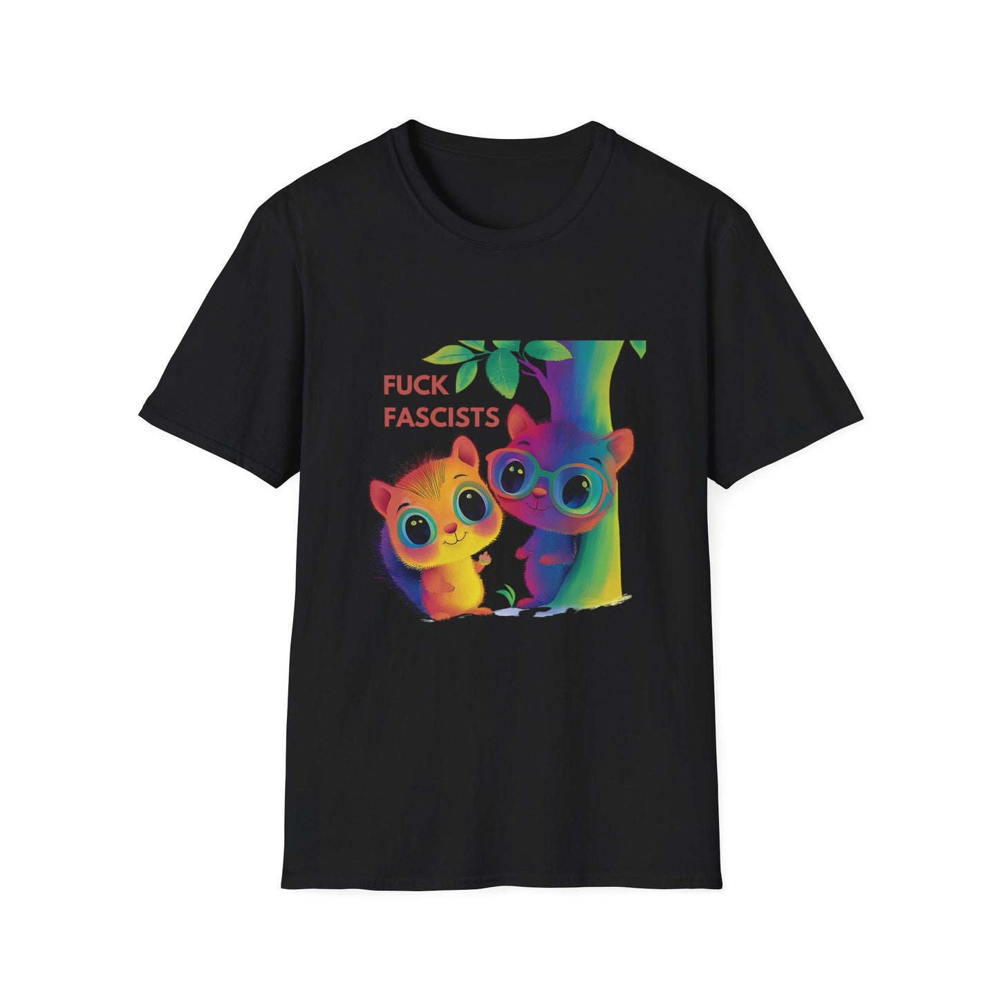 Rainbow Squirrels Anti-Fascist T-Shirt | Kawaii Activist Unisex Tee