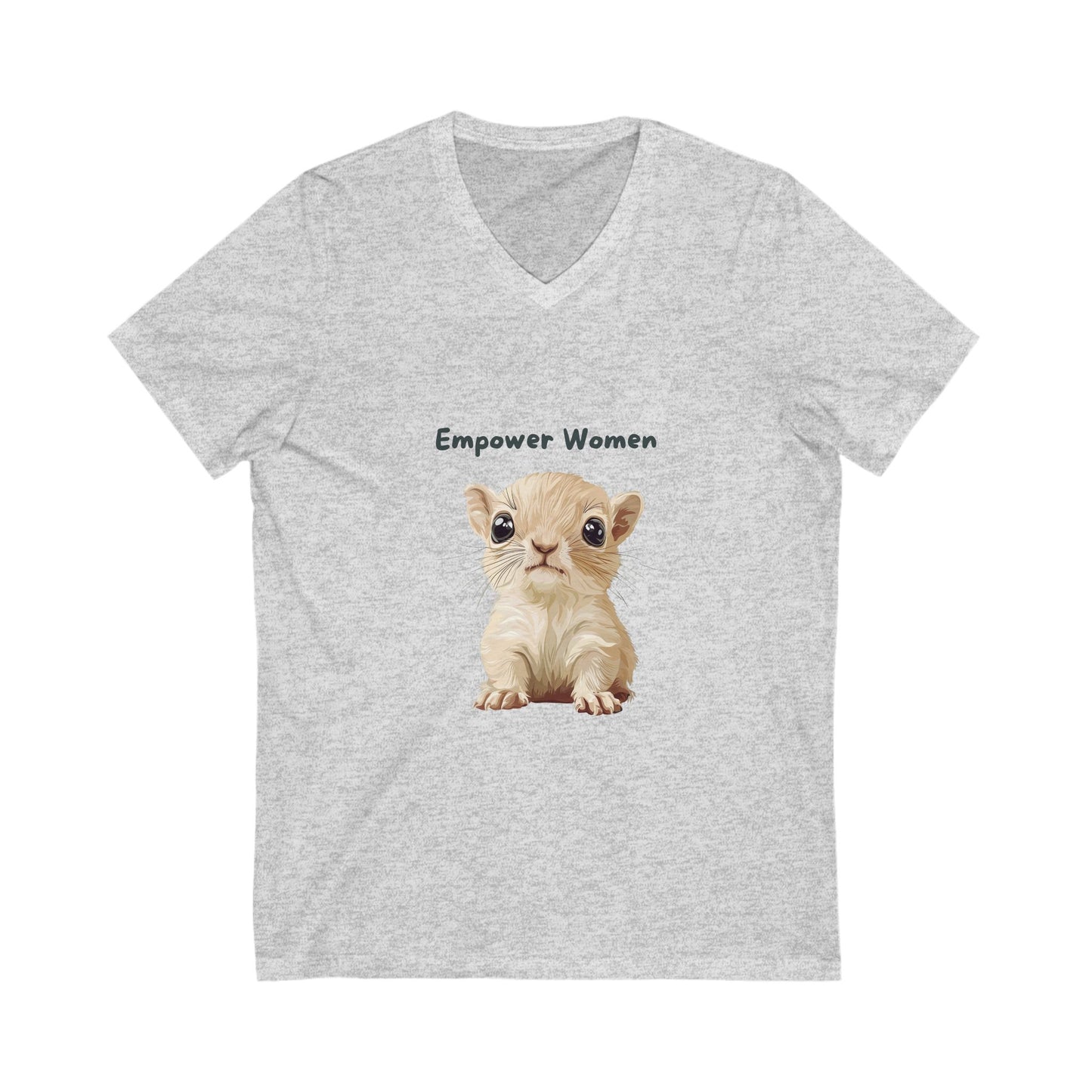 Empower Women Kawaii Kitten V-Neck T-Shirt | Feminist Cat Tee