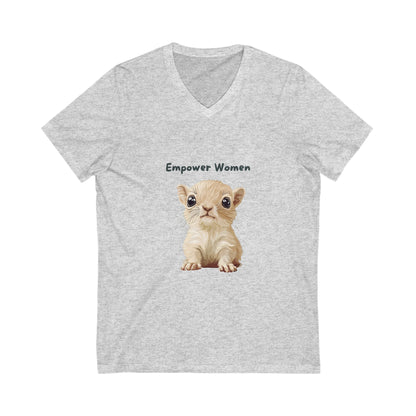 Empower Women Kawaii Kitten V-Neck T-Shirt | Feminist Cat Tee
