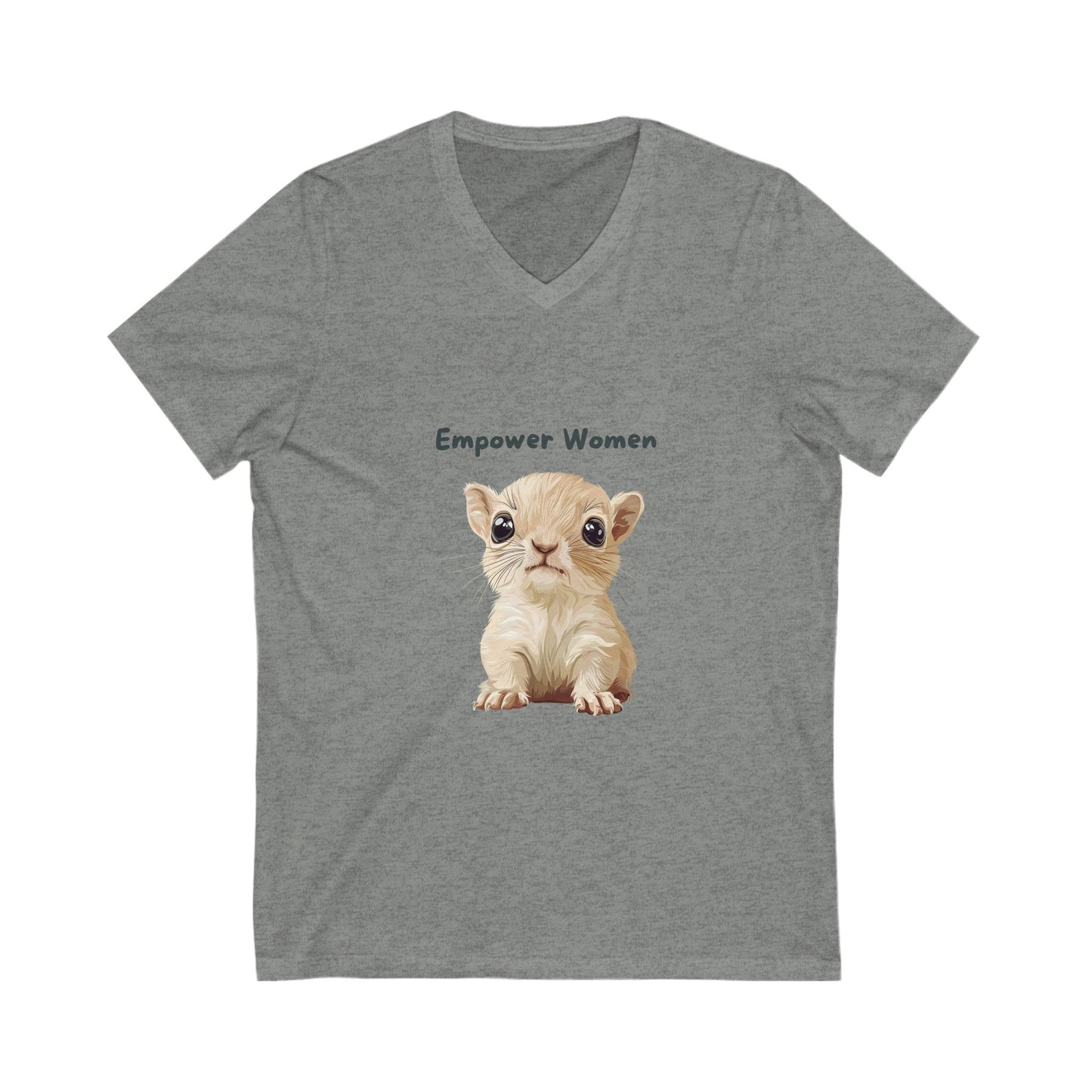 Empower Women Kawaii Kitten V-Neck T-Shirt | Feminist Cat Tee