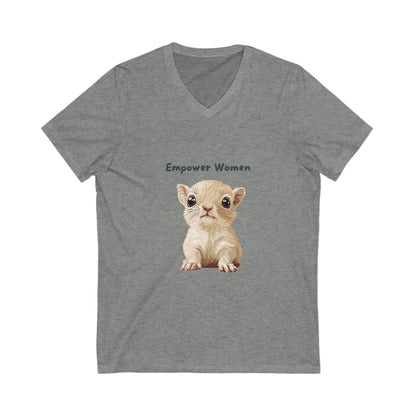 Empower Women Kawaii Kitten V-Neck T-Shirt | Feminist Cat Tee