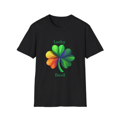 Lucky Devil Rainbow Clover T-Shirt | Pride Shamrock Tee