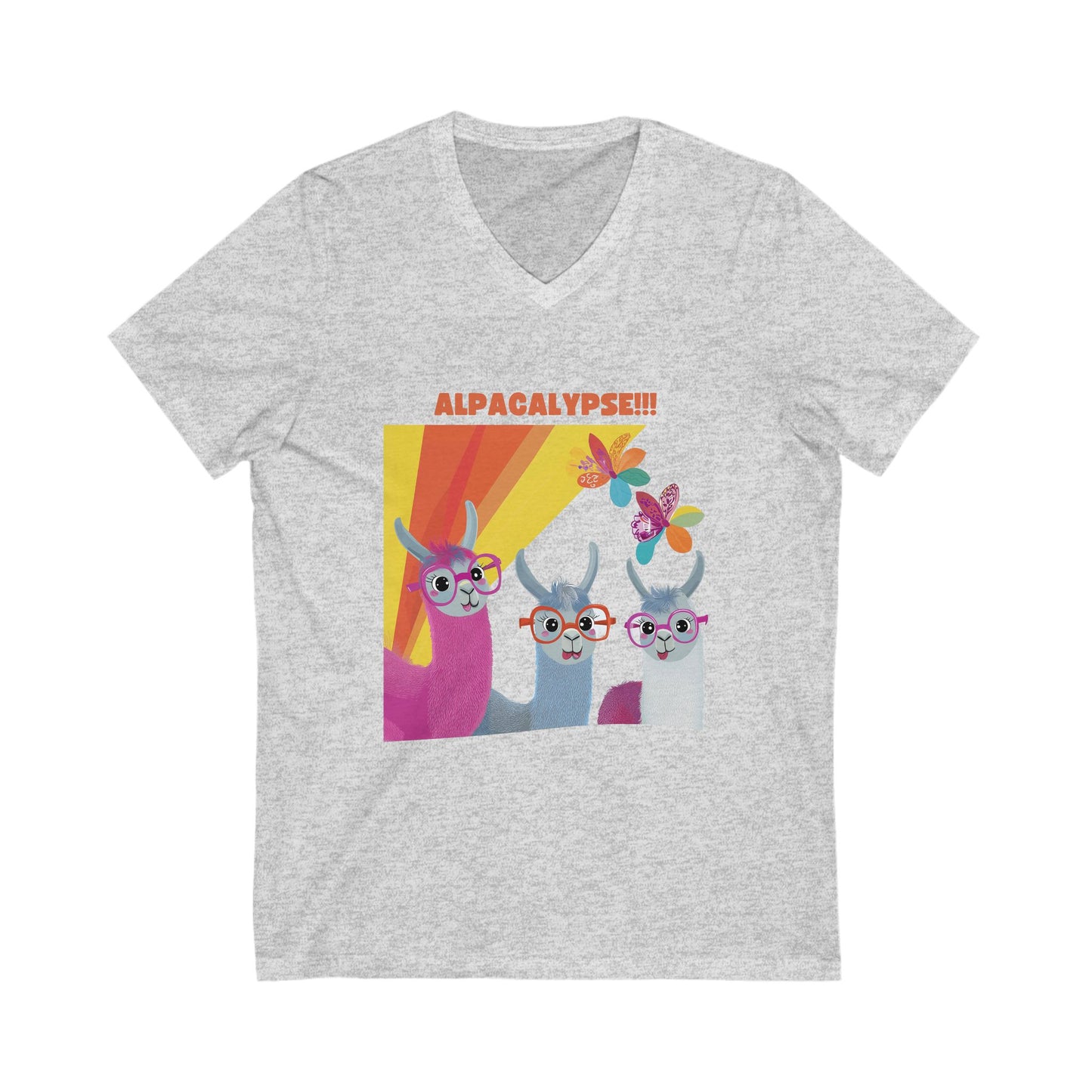 Alpacalypse Kawaii V-Neck T-Shirt | Funny Llama Apocalypse Unisex Tee