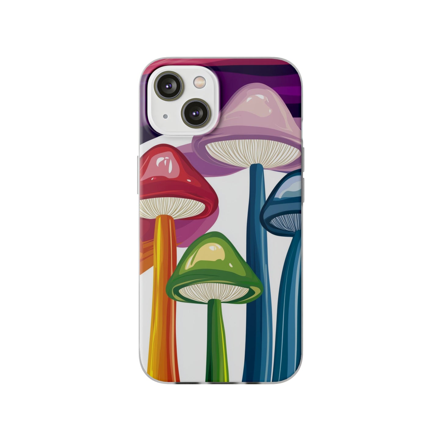 Rainbow Mushroom Flexi Phone Case | Psychedelic Art Clear TPU Cover