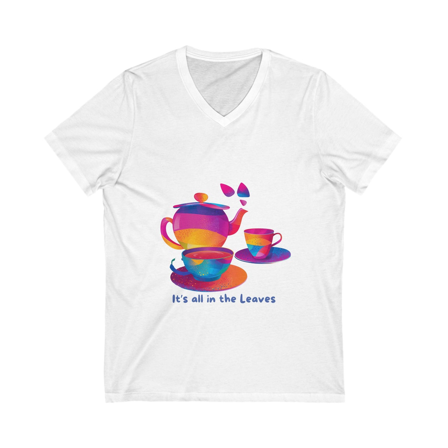 Rainbow Tea Reading V-Neck T-Shirt | LGBTQ+ Mystical Teapot Design | Inclusive Tea Lover Gift