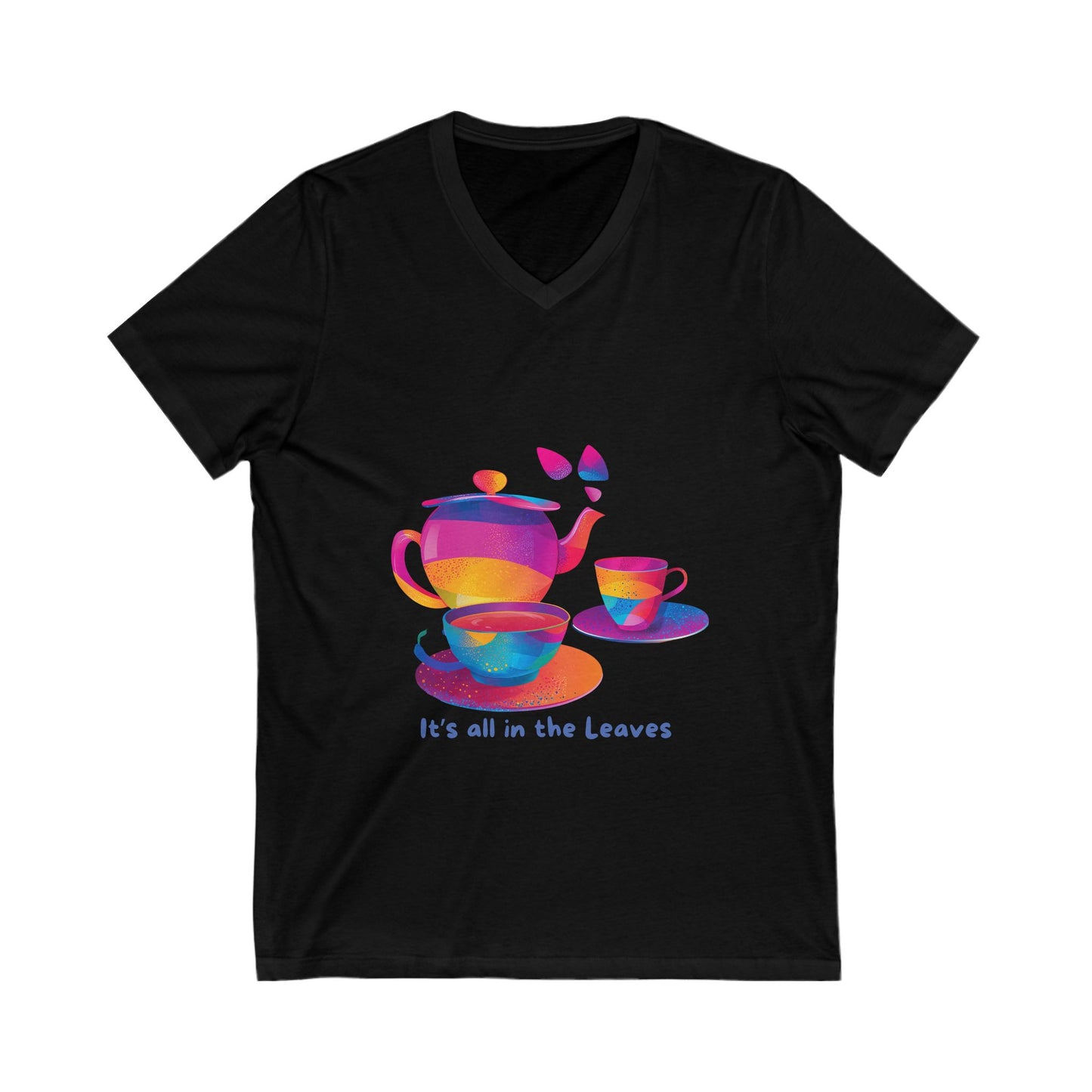 Rainbow Tea Reading V-Neck T-Shirt | LGBTQ+ Mystical Teapot Design | Inclusive Tea Lover Gift