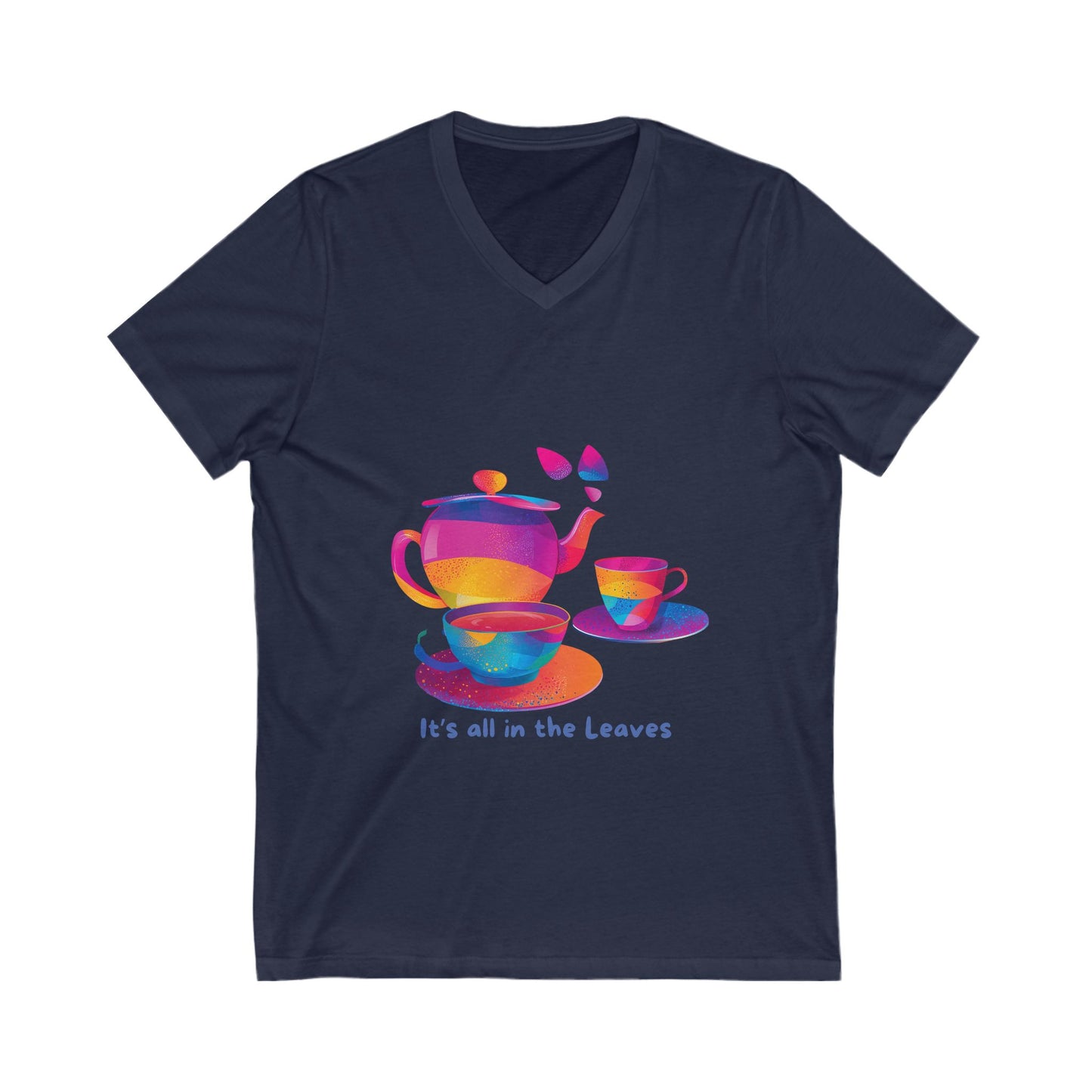 Rainbow Tea Reading V-Neck T-Shirt | LGBTQ+ Mystical Teapot Design | Inclusive Tea Lover Gift