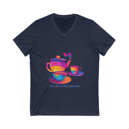 Rainbow Tea Reading V-Neck T-Shirt | LGBTQ+ Mystical Teapot Design | Inclusive Tea Lover Gift