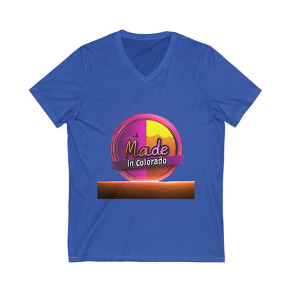 Made in Colorado V-Neck T-Shirt | Mountain Sunset Pride | State Local Design