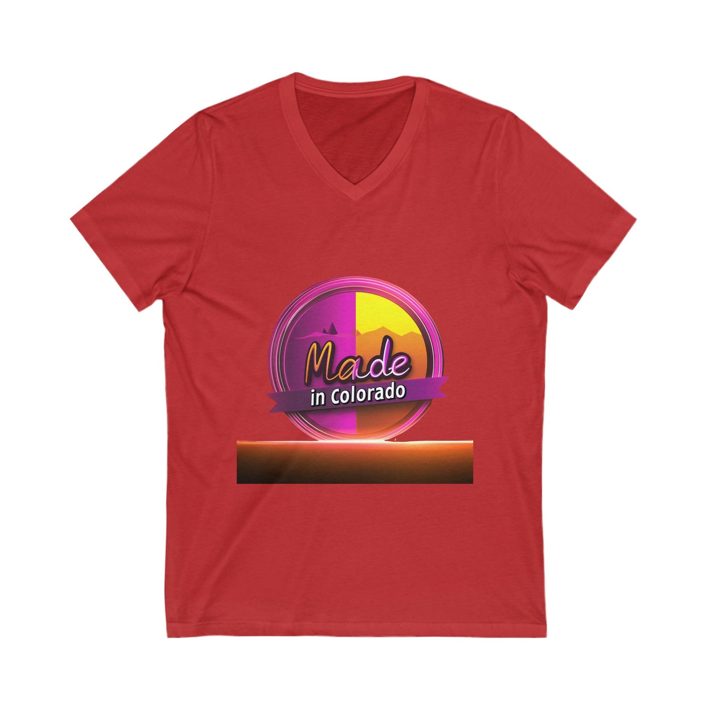 Made in Colorado V-Neck T-Shirt | Mountain Sunset Pride | State Local Design