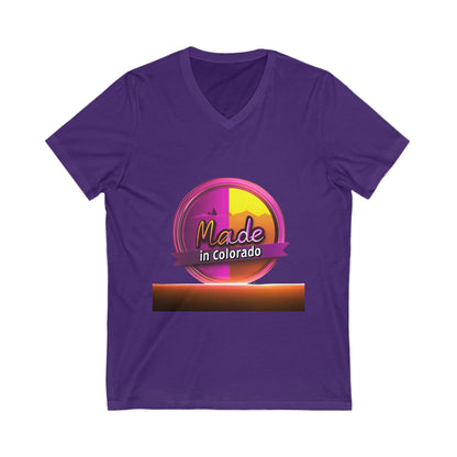Made in Colorado V-Neck T-Shirt | Mountain Sunset Pride | State Local Design
