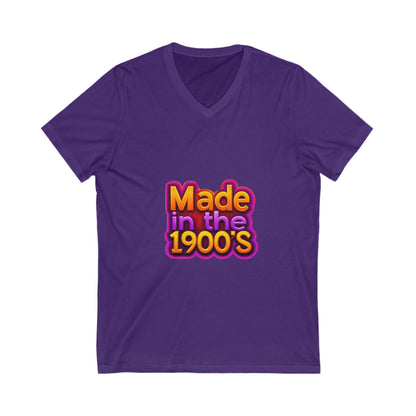 Made in the 1900s V-Neck T-Shirt | Vintage Rainbow Typography | Retro Unisex Tee