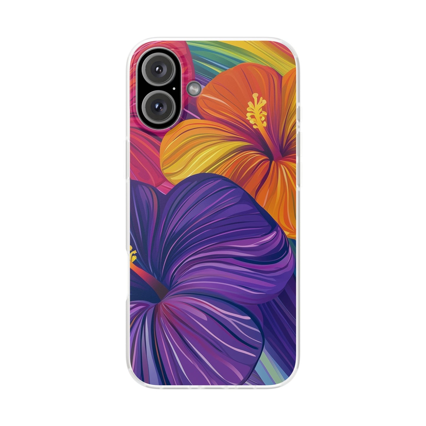 Tropical Hibiscus Rainbow Phone Case | Pride Floral Flexi Case
