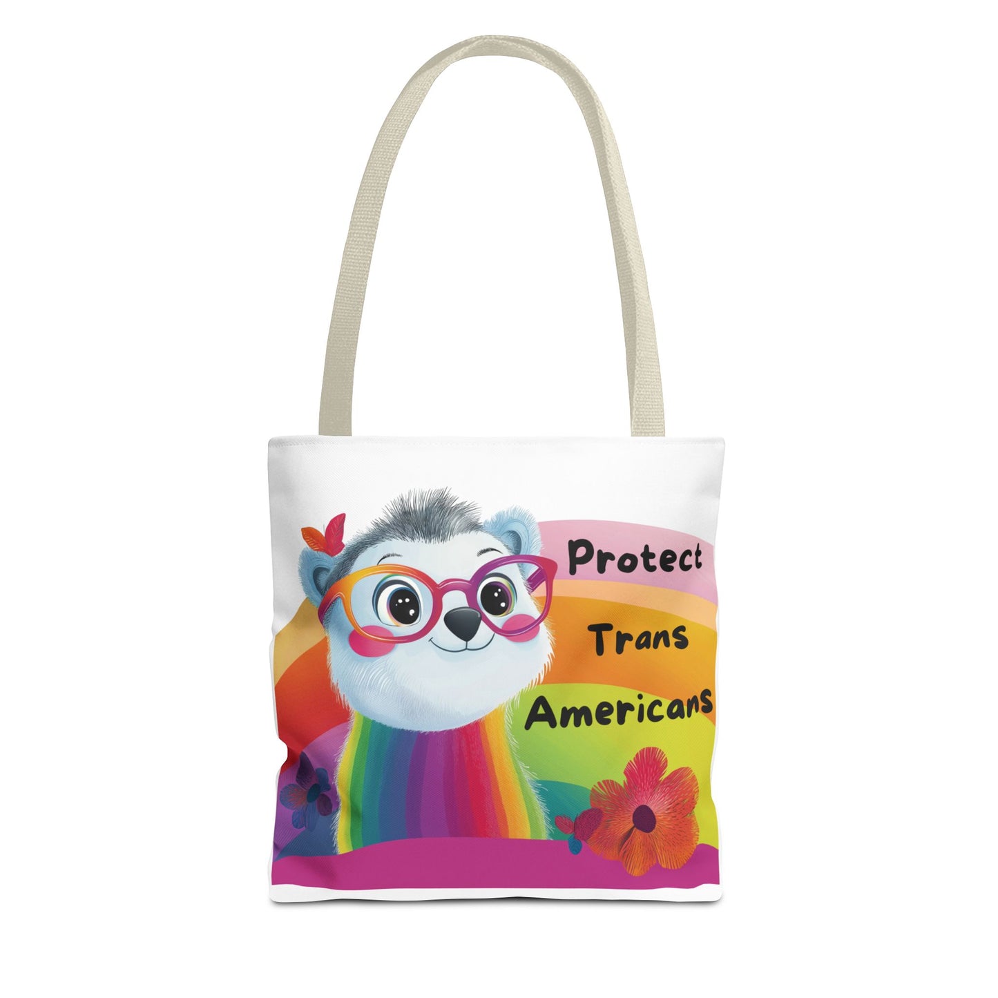 Kawaii Trans Rights Panda Tote Bag | LGBTQ+ Pride Rainbow Activist Bag