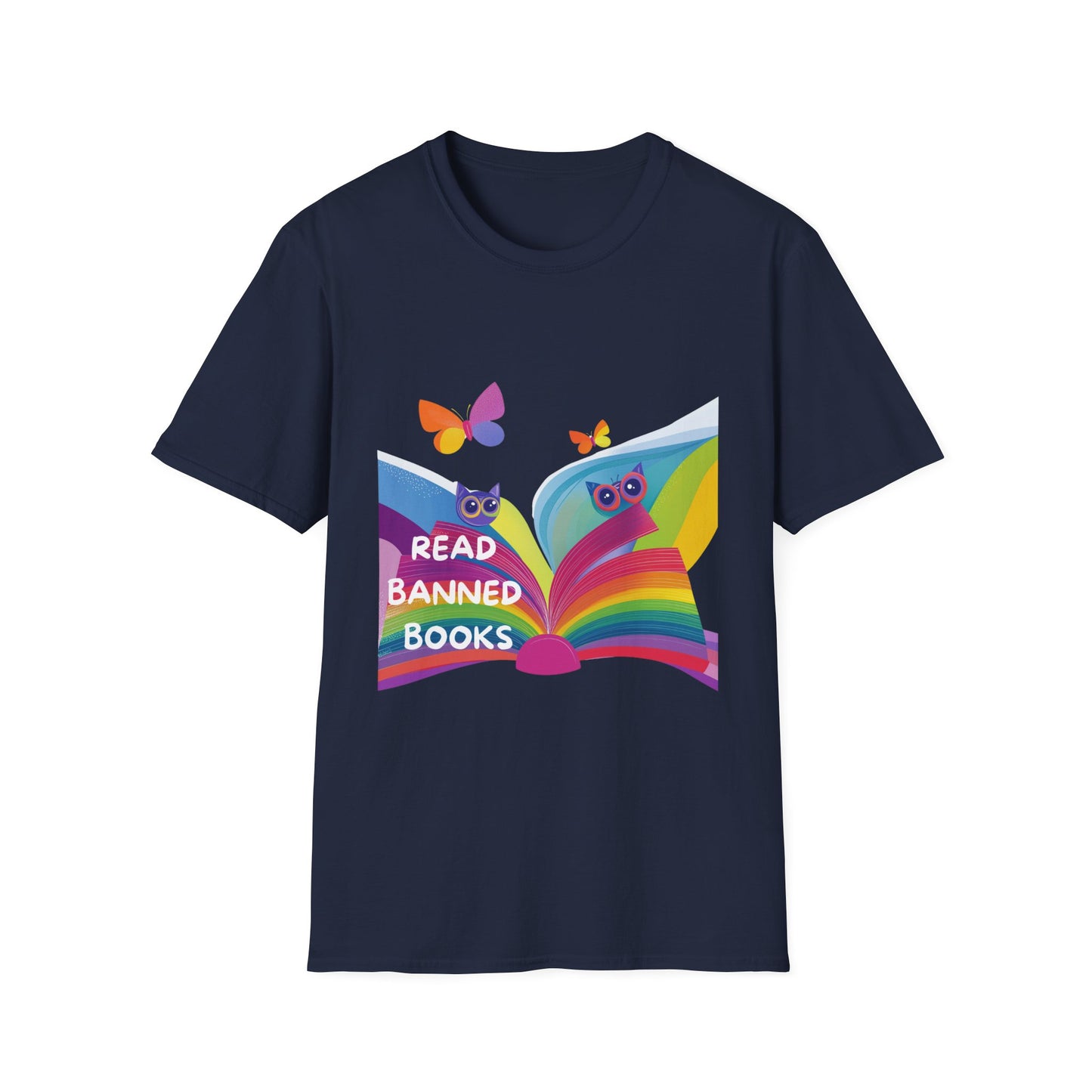 Rainbow Owl Read Banned Books T-Shirt | Cute Activist Library Tee