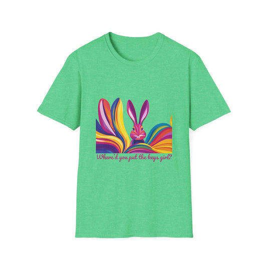 Rainbow Bunny "Where'd You Put The Keys" Pride T-Shirt