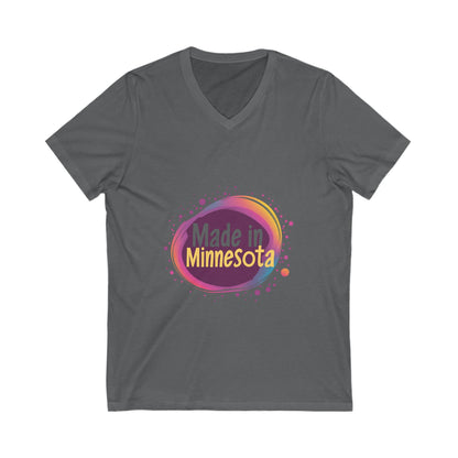 Made in Minnesota Pride V-Neck T-Shirt | State Love Retro Circular Design
