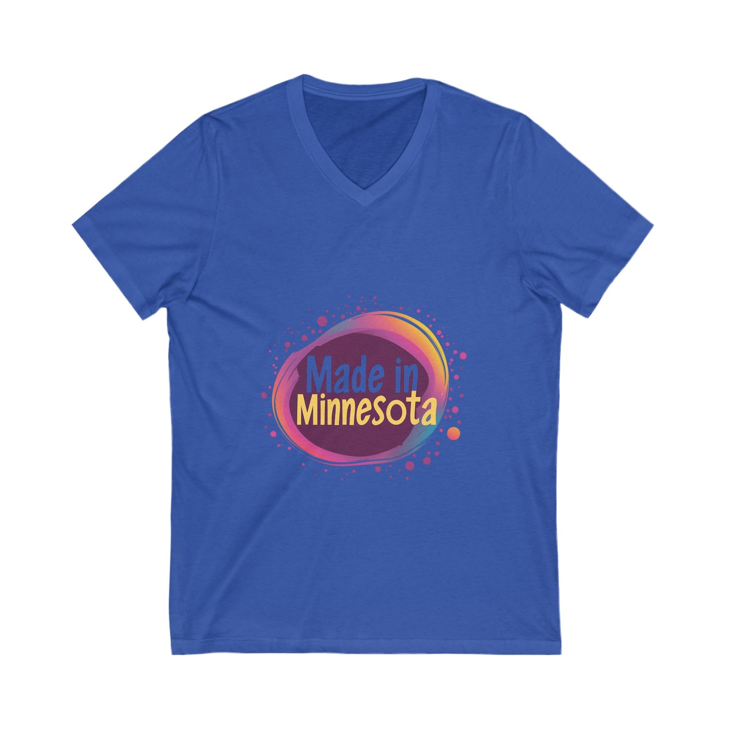 Made in Minnesota Pride V-Neck T-Shirt | State Love Retro Circular Design