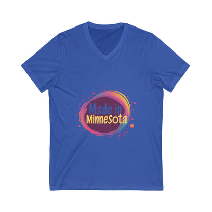 Made in Minnesota Pride V-Neck T-Shirt | State Love Retro Circular Design