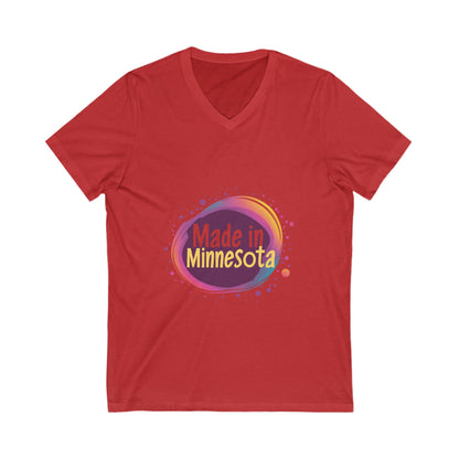 Made in Minnesota Pride V-Neck T-Shirt | State Love Retro Circular Design