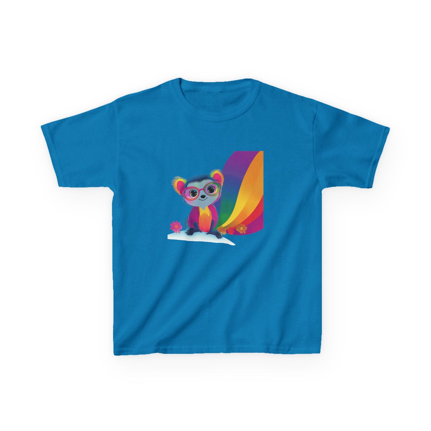 Rainbow Lemur Kids T-Shirt | Cute Pride Kawaii Design | Pink Cotton Tee