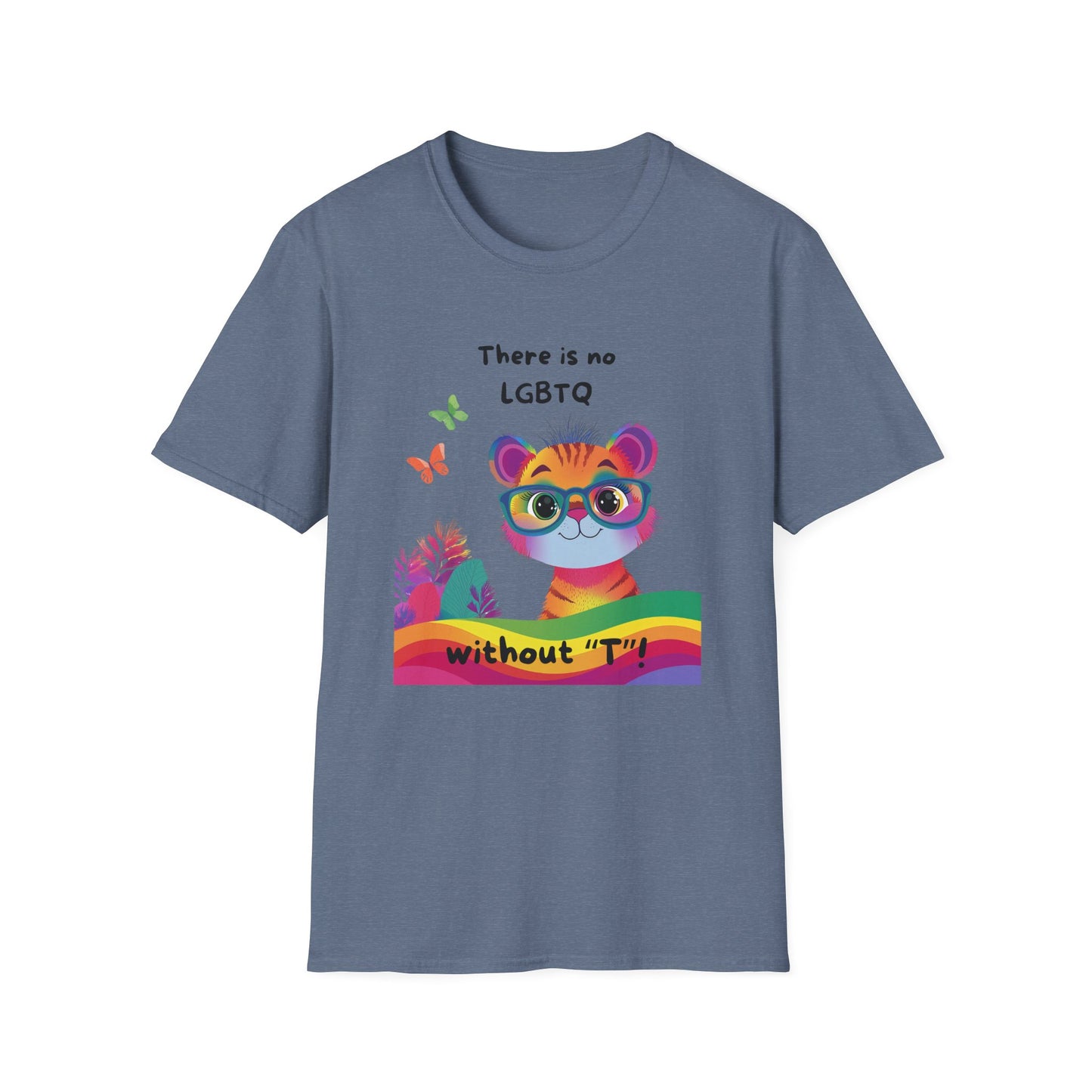 Cute Trans Rights Tiger T-Shirt | LGBTQ Kawaii Pride Activist Tee